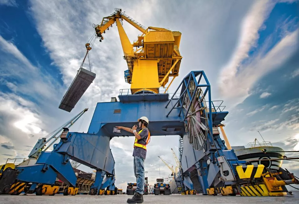 Crane lifting large cargo